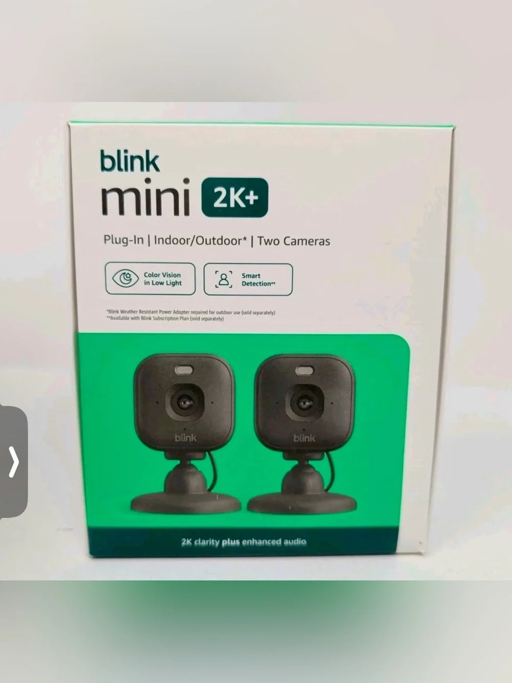 NEW 2 Pack of Blink Mini 2K+ Plug-in Indoor/Outdoor Cameras Night Vision BLACK